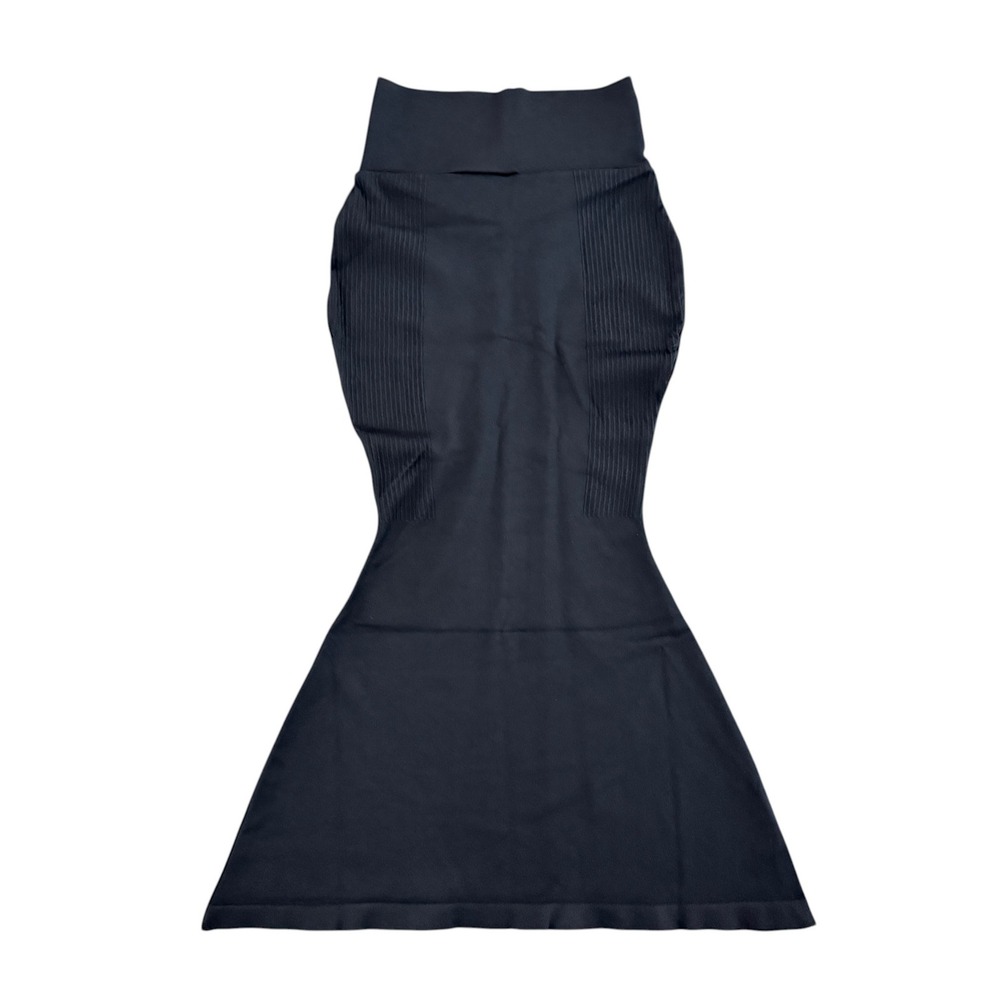 Halara Mermaid Bodycon Ribbed Midi Skirt Size M Black Pull-on Chic Minimalist - Picture 3 of 10
